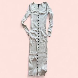 Forever 21 Cream Long Sleeve Maxi Dress